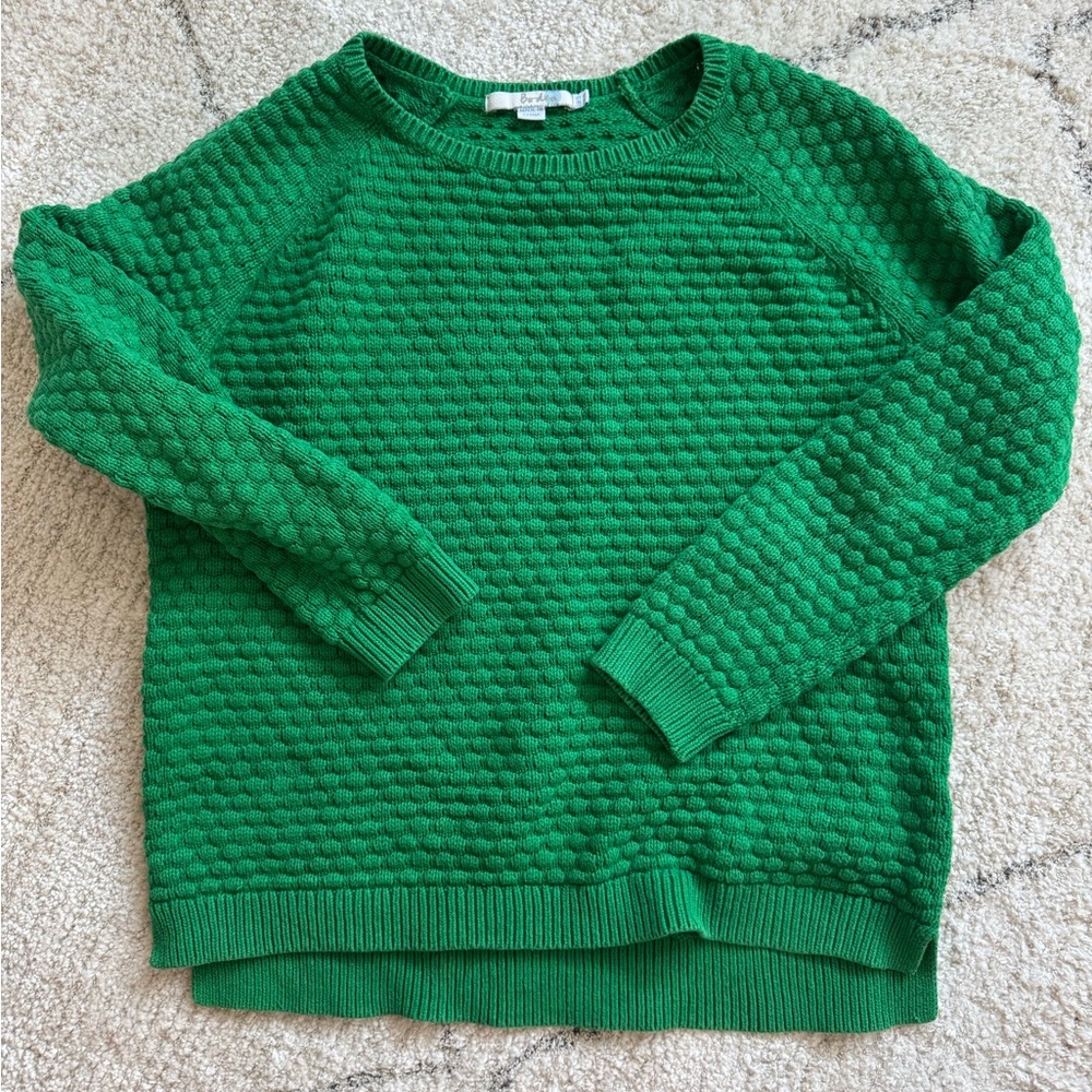 Boden Green Crew Neck Sweater with Textured Knit